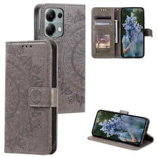 For Motorola Edge 60 Fusion Totem Flower Embossed Leather Phone Case with Lanyard(Grey)