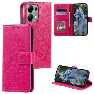 For Motorola Edge 60 Fusion Totem Flower Embossed Leather Phone Case with Lanyard(Red)