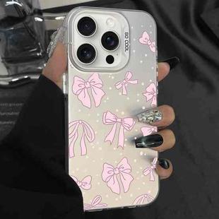 For iPhone 15 Pro Max Silver Painting PC Hybrid TPU Phone Case(Bow White)