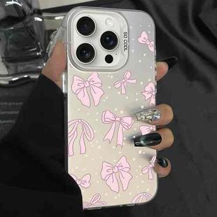 For iPhone 15 Pro Silver Painting PC Hybrid TPU Phone Case(Bow White)