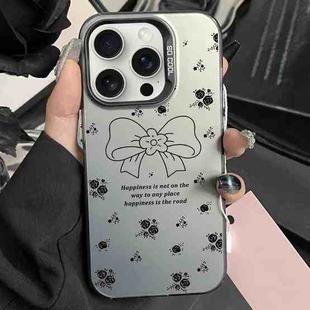 For iPhone 15 Pro Silver Painting PC Hybrid TPU Phone Case(Floral Bow Black)