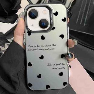 For iPhone 14 Plus Silver Painting PC Hybrid TPU Phone Case(Love Hearts Black)