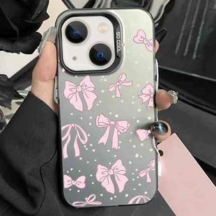 For iPhone 14 Silver Painting PC Hybrid TPU Phone Case(Bow Black)