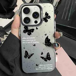 For iPhone 14 Pro Silver Painting PC Hybrid TPU Phone Case(Ink Butterfly Black)