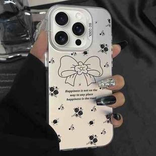 For iPhone 14 Pro Silver Painting PC Hybrid TPU Phone Case(Floral Bow White)