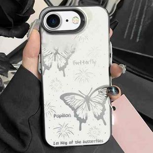 For iPhone 7 / 8 / SE 2022 Silver Painting PC Hybrid TPU Phone Case(Hollow Butterfly Black)