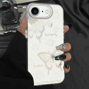 For iPhone 7 / 8 / SE 2022 Silver Painting PC Hybrid TPU Phone Case(Hollow Butterfly White)