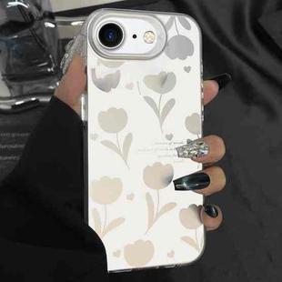 For iPhone 7 / 8 / SE 2022 Silver Painting PC Hybrid TPU Phone Case(Hollow Tulips White)