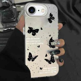 For iPhone 7 / 8 / SE 2022 Silver Painting PC Hybrid TPU Phone Case(Ink Butterfly White)