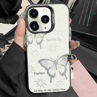 For iPhone 11 Pro Max Silver Painting PC Hybrid TPU Phone Case(Hollow Butterfly Black)