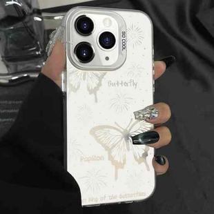 For iPhone 11 Pro Max Silver Painting PC Hybrid TPU Phone Case(Hollow Butterfly White)