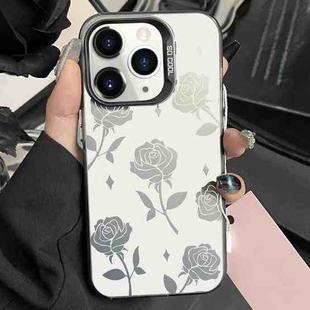 For iPhone 11 Pro Max Silver Painting PC Hybrid TPU Phone Case(Hollow Rose Black)