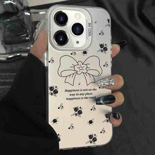 For iPhone 11 Pro Max Silver Painting PC Hybrid TPU Phone Case(Floral Bow White)