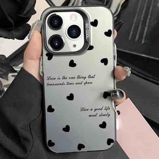 For iPhone 11 Pro Max Silver Painting PC Hybrid TPU Phone Case(Love Hearts Black)