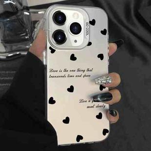 For iPhone 11 Pro Max Silver Painting PC Hybrid TPU Phone Case(Love Hearts White)