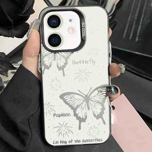 For iPhone 11 Silver Painting PC Hybrid TPU Phone Case(Hollow Butterfly Black)