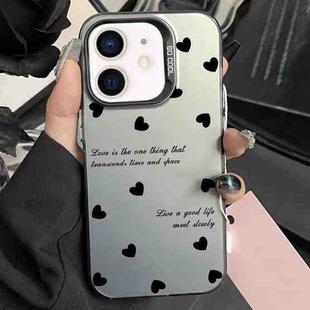 For iPhone 11 Silver Painting PC Hybrid TPU Phone Case(Love Hearts Black)