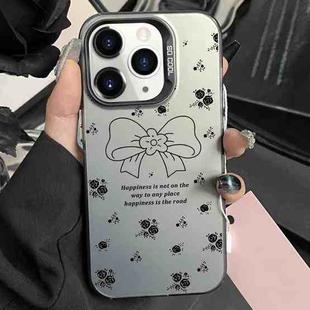 For iPhone 11 Pro Silver Painting PC Hybrid TPU Phone Case(Floral Bow Black)