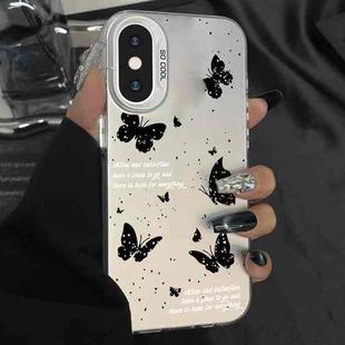 For iPhone X / XS Silver Painting PC Hybrid TPU Phone Case(Ink Butterfly White)