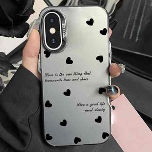 For iPhone X / XS Silver Painting PC Hybrid TPU Phone Case(Love Hearts Black)