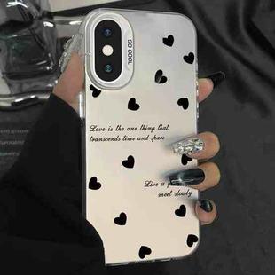 For iPhone X / XS Silver Painting PC Hybrid TPU Phone Case(Love Hearts White)