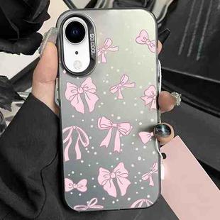 For iPhone XR Silver Painting PC Hybrid TPU Phone Case(Bow Black)