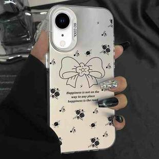 For iPhone XR Silver Painting PC Hybrid TPU Phone Case(Floral Bow White)