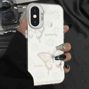 For iPhone XS Max Silver Painting PC Hybrid TPU Phone Case(Hollow Butterfly White)