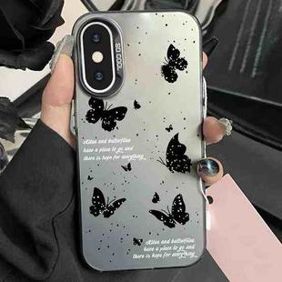 For iPhone XS Max Silver Painting PC Hybrid TPU Phone Case(Ink Butterfly Black)
