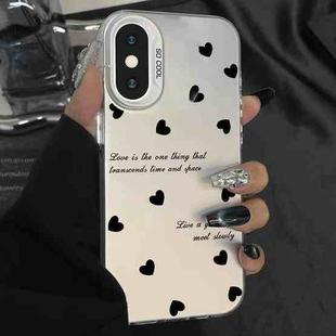 For iPhone XS Max Silver Painting PC Hybrid TPU Phone Case(Love Hearts White)