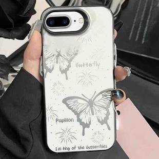 For iPhone 7 Plus / 8 Plus Silver Painting PC Hybrid TPU Phone Case(Hollow Butterfly Black)