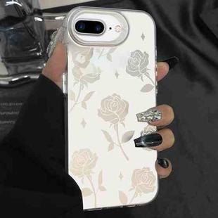 For iPhone 7 Plus / 8 Plus Silver Painting PC Hybrid TPU Phone Case(Hollow Rose White)