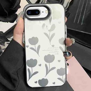 For iPhone 7 Plus / 8 Plus Silver Painting PC Hybrid TPU Phone Case(Hollow Tulips Black)
