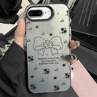 For iPhone 7 Plus / 8 Plus Silver Painting PC Hybrid TPU Phone Case(Floral Bow Black)