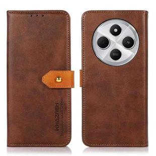 For Redmi 14 4G KHAZNEH Cowhide Texture Flip Leather Phone Case(Brown)