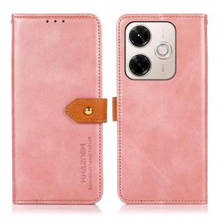 For Redmi 13X KHAZNEH Cowhide Texture Flip Leather Phone Case(Rose Gold)