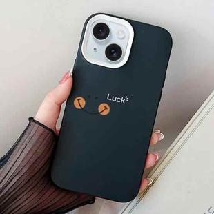 For iPhone 15 Plus Smile Face PC Hybrid TPU Phone Case(Black)