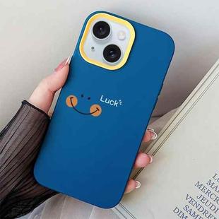 For iPhone 15 Smile Face PC Hybrid TPU Phone Case(Royal Blue)