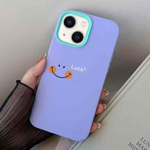 For iPhone 14 Plus Smile Face PC Hybrid TPU Phone Case(Purple)