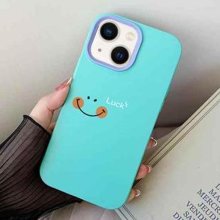For iPhone 14 Plus Smile Face PC Hybrid TPU Phone Case(Sky Cyan)