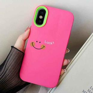 For iPhone X / XS Smile Face PC Hybrid TPU Phone Case(Rose Red)