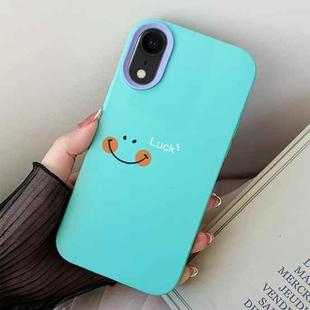 For iPhone XR Smile Face PC Hybrid TPU Phone Case(Sky Cyan)
