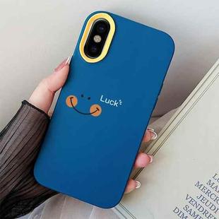 For iPhone XS Max Smile Face PC Hybrid TPU Phone Case(Royal Blue)