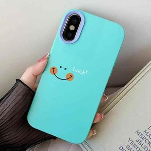 For iPhone XS Max Smile Face PC Hybrid TPU Phone Case(Sky Cyan)