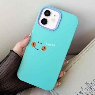 For iPhone 12 mini Smile Face PC Hybrid TPU Phone Case(Sky Cyan)