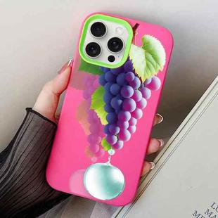 For iPhone 15 Pro Max Grape Pattern PC Hybrid TPU Phone Case(Rose Red)