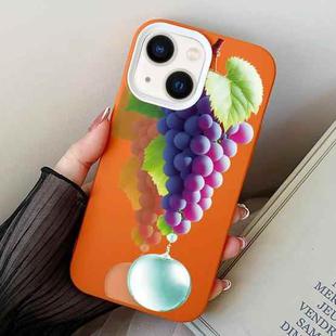 For iPhone 15 Plus Grape Pattern PC Hybrid TPU Phone Case(Orange)