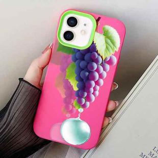 For iPhone 12 mini Grape Pattern PC Hybrid TPU Phone Case(Rose Red)