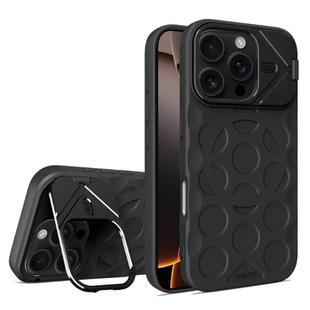 For iPhone 16 Pro Max Lens Frame Holder MagSafe PC Hybrid TPU Phone Case(Black)