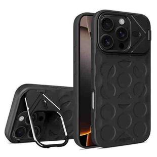 For iPhone 16 Pro Lens Frame Holder MagSafe PC Hybrid TPU Phone Case(Black)
